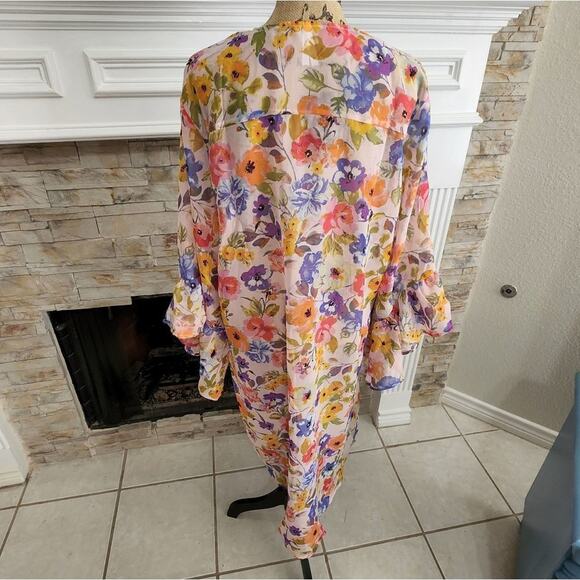 LIVE 4 truth floral bell statement sleeve boho wrap kimono jacket coverup 2X new - Picture 5 of 8